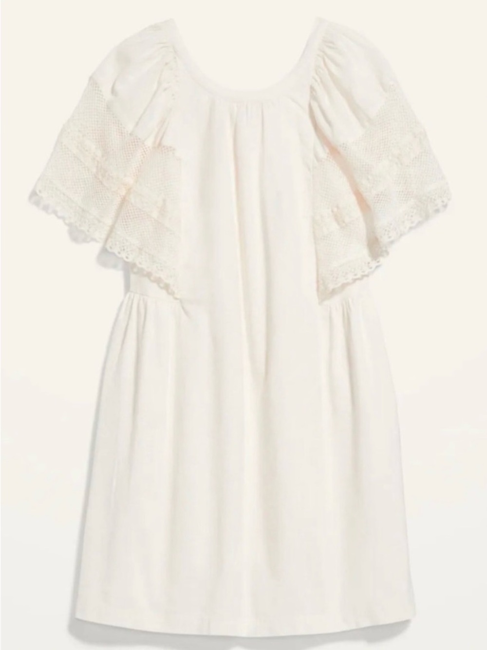 old navy crafted cream d’ cream crochet sleeve dress